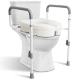WeHwupe Raised Toilet Seat with Handles for Elderly - Toilet Seat Risers for Seniors with Adjustable Padded Arms - Elevated Toilet Safety Seat for Standard or Elongated Commode