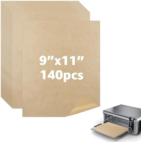 9 x11 inch Air Fryer Parchment Paper Squares, 140 Sheets Unbleached Pre-Cut Baking Disposable Paper Liner for Cuisinart Non-Stick Air Fryer Toaster Oven