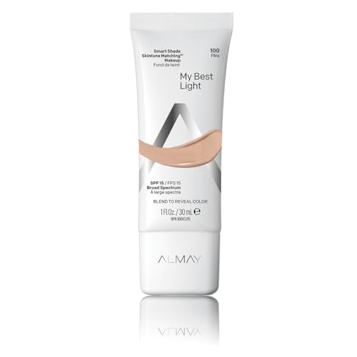 Almay Skintone Matching Foundation, Smart Shade Face Makeup, Hypoallergenic, Oil Free-Fragrance Free, Dermatologist Tested with SPF 15, My Best Light, 1 Oz