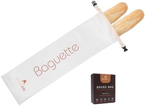 1 Pack Baguette Bag, Baguette Storage, Reusable Bread Bags for Homemade Bread, Buckle Closure, Machine Washable, Freezer Safe, BPA Free, Sourdough bread baking supplies
