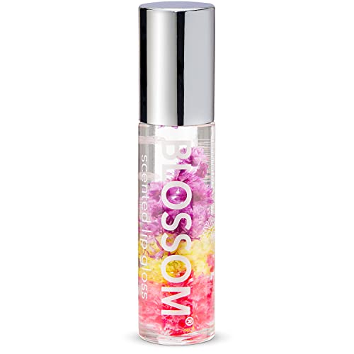 Blossom Roll on Lip Gloss, Scented Clear High Shine Moisturizing Lip Oil, Non Sticky, Infused with Real Flowers, Made in USA, 0.2oz, Banana