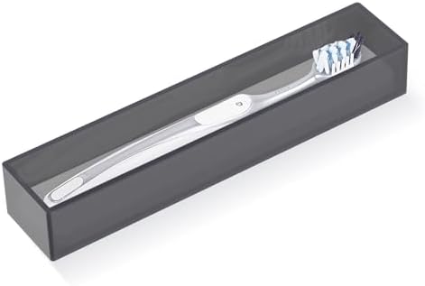 Linkidea Acrylic Toothbrush Holder with Diatomite Drying Stone, Bathroom Drawer Organizer with Drainage Hole for Tooth Brush, Compatible with Colgate Extra Clean, Oral-B CrossAction (Gray)