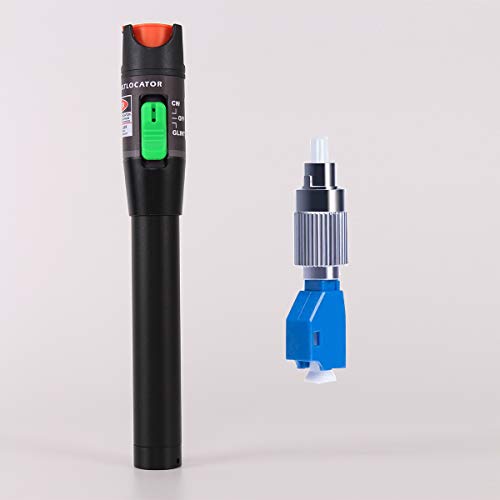 Visual Fault Locator 30KM, VFL Fiber Optic Tester Kit Include Single Mode 9/125um FC Male to LC Female Adapter, Fiber Light Pen for Fiber Network Cable Test
