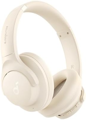 Soundcore by Anker Q20i Hybrid Active Noise Cancelling Headphones, Wireless Over-Ear Bluetooth, 40H Long ANC Playtime, Hi-Res Audio, Big Bass, Customize via an App, Transparency Mode (White) (Renewed)