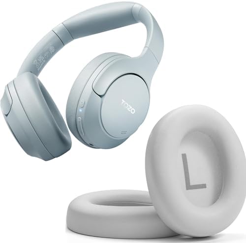 TOZO HT2 Hybrid Active Noise Cancelling Headphones, Wireless Over Ear Bluetooth Headphones Blue+HT2 Replacement Ear Pads White