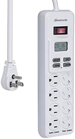 DEWENWILS 8-Outlet Power Strip with Timer (4 Timed/ 4 Always On), Digital Timer Outlet for Reptile Light, Turtle Grow Light Indoor Bearded Dragon Tank Accessory Aquarium, 6ft SJT Cord, 15A UL Listed