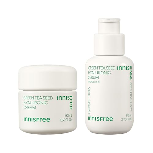 innisfree Green Tea Seed Hyaluronic Acid Cream With Barrier Boosting Complex and Ceramide, Korean Hydrating Face Moisturizer and Balancing Cream
