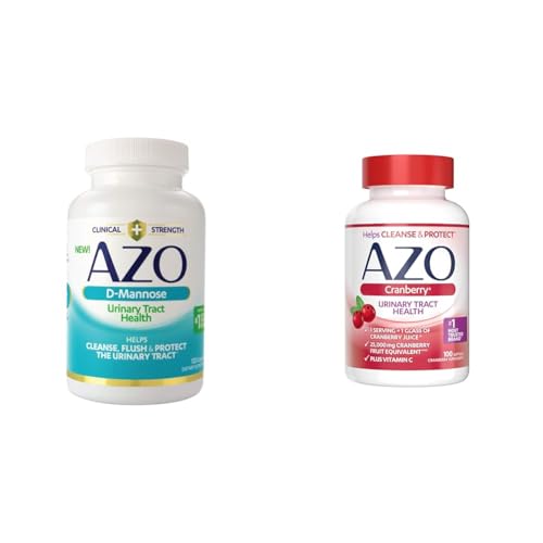 AZO D Mannose Urinary Tract Health, Cleanse, Flush & Protect The Urinary Tract & Cranberry Urinary Tract Health Supplement, 1 Serving = 1 Glass of Cranberry Juice