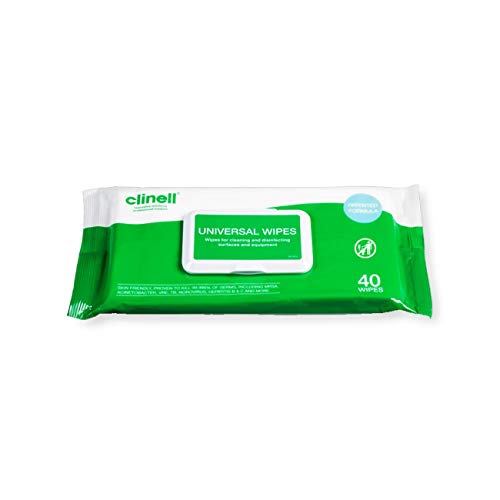 Clinell Universal Cleaning and Disinfectant Wipes for Surfaces - Pack of 24 - 40 Wipes per Pack (960 Wipes) - Clip Pack - Multi Purpose Wipes, Kills 99.99% of Germs, Quick Action