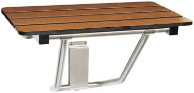 Seachrome 18-inch x 15-inch in ADA Folding Wall Mount Bathroom Shower Seat Bench, Teak Phenolic Seat