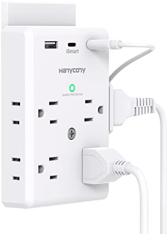Multi Plug Outlet Extender with USB C Ports, 3 Sided Power Strip with 900J Surge Protector, 8 Outlets Splitter with 3 USB Wall Charger, Wall Adapter Spaced for Home Travel Office Dorm Room, ETL Listed