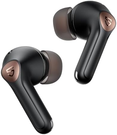 SoundPEATS Air4 Pro Wireless Active Noise Cancelling Earbuds, Qualcomm AptX Headphone Chip, Compatible with iOS/Android, 26 Hours Playtime, Built in 6 Mics, Sweat Resistant Earphones, Black