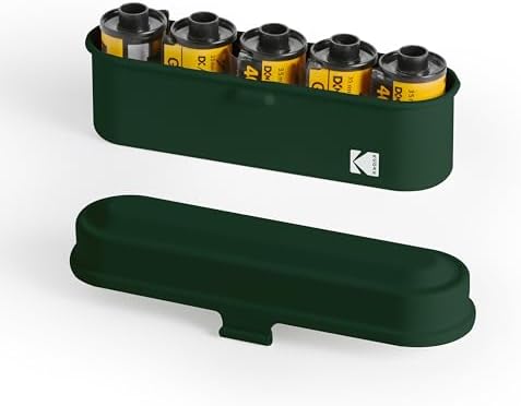 KODAK Film Case - for 5 Rolls of 35mm Films - Compact, Retro Steel Case to Sort and Safeguard Film Rolls (Olive) (Film is not Included)