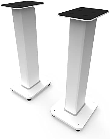 Kanto SX26 Universal Fillable Speaker Floor Stands for Bookshelf Speakers | 26" Tall | Adjustable Isolation Feet | Dedicated Cable Channel | Fill Bags & Level Incl. | Pair | White