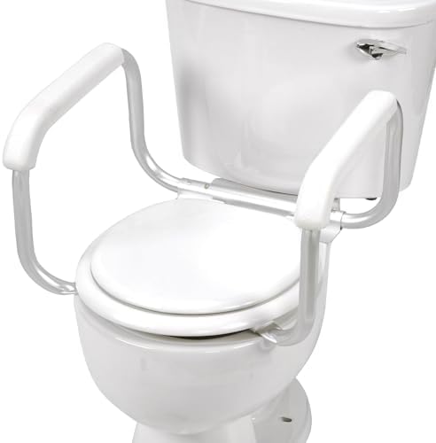 DMI Toilet Safety Rails Toilet Handles for The Elderly Toilet Safety Handrails Frame Easy Assembly with no Tools, White