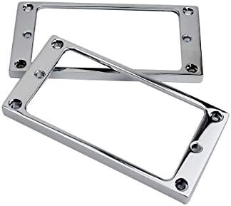 Guyker Flat Metal Humbucker Pickup Mounting Ring Set - Bridge Neck Pickups Cover Frame Replacement Part for Electric Guitar or Precision Bass(2PCS, Chrome)