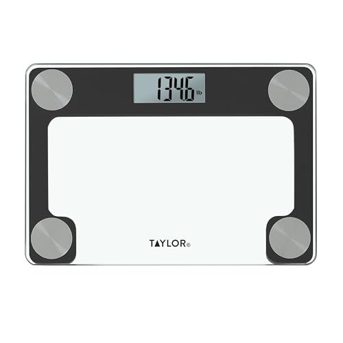Taylor Digital Compact Scale with Travel/Storage Tote, Mini Weighing Device for Body Weight, Highly Accurate and Portable for Travels or Bathroom, 400 lb Capacity, Clear