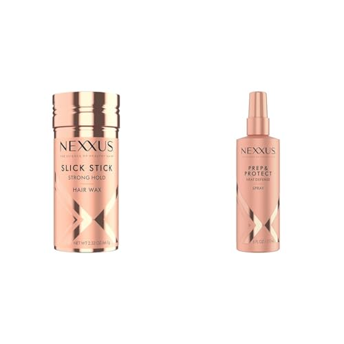 Nexxus Strong Hold Hair Wax 2.33 oz & Thermal Shield Spray Prep & Protect 6 oz Bundle