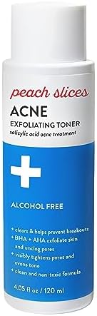 Peach Slices | Acne Exfoliating Toner | 2% Salicylic Acid | AHA+BHA Exfoliation | Facial Cleanser | Calms & Soothes | Prevents Breakouts | Alcohol & Sulfate Free | Skin Care for Women & Men | 4 Oz