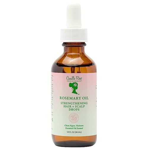 Camille Rose Rosemary Oil Strengthening Hair & Scalp Drops, with Castor, Peppermint & Rosemary Oils, for Hair Growth, Hydration & Strength, 1.9 fl oz
