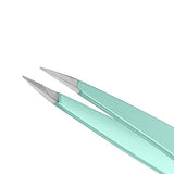 Tweezers Set Eyebrow Tweezers Slanted Pointed Flat Tweezers With Mirror 3 Pairs Leather Case Metal Clasp by Mofisi Ltd.