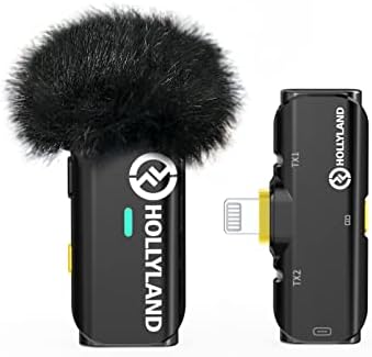 Hollyland Lark C1 Wireless Lavalier Microphone for iPhone, MFi Certified, Plug and Play, Noise Cancelling Wireless Lapel Mic with 656ft Transmission, Compatible with iPhone, iPad, Solo-Black