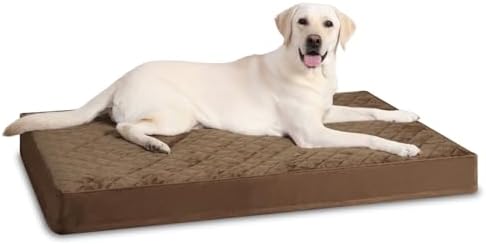 Orthopedic Dog Beds for Extra Large Dogs Waterproof Dog Bed with Removable Washable Cover and Non-Slip Bottom, Quilting Dog Bed for Crate, 47x29 Inch, Brown