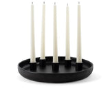 Black Candlestick Holders - Ceramic Black Taper Candle Holder w/ 12” Round Base & 5 Holders for Tapered Candles – Candle Sticks Holder Decor for Advent, Easter, Mother's Day and more!