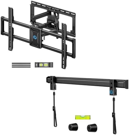 Pipishell Full Motion TV Wall Mount for 42-85 inch Flat Screen LED TV up to 132lbs and Studless Wall Mount TV Bracket for 37-75 inch TVs, Holds up to 100 lbs