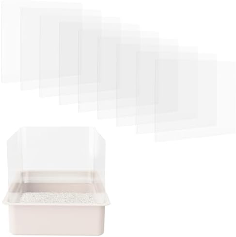 9Pcs Cat Litter Box Pee Shields - Open Top Litter Box Splash Guard Privacy Screen Transparent Easy Clean 14.5 * 11.5in