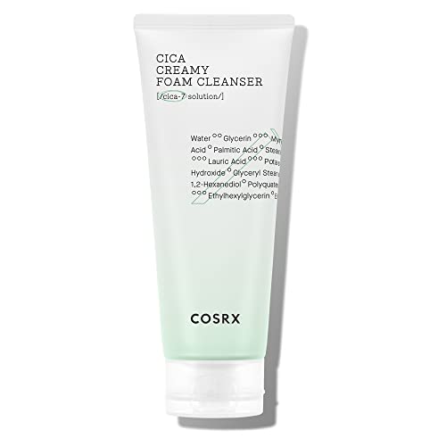 COSRX Pure Fit Cica Creamy Foam Cleanser, 5.07 fl oz / 150ml | Mild Cleanser for Sensitive Skin | 91% Naturally Derived Centella Complex | Animal Testing Free, Paraben Free, Korean Skin Care