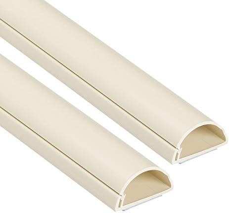 D-Line Half Round Cord Hider, Patented Cable Cover, Hide TV Wall Mount Wires, Raceway for Cords, Decorative Wire Covers, Paintable, Adhesive Cable Concealer - 2X 1.18in W x 0.59in H x 39in L - Beige