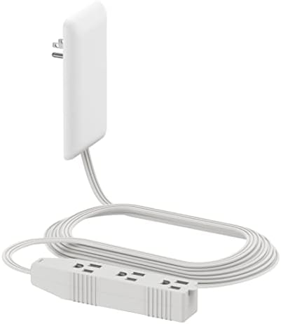 LIDER Flat-Face Outlet Extender with 3 Receptacles, Ultra-Thin Wall Plate Plug with Cord Extender and 3-Outlet Power Strip, 8ft Cord, LWE8-315-W, White