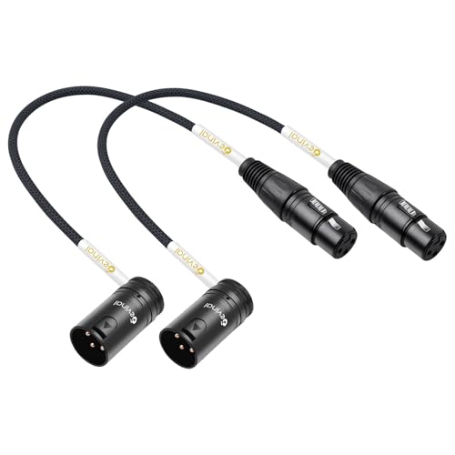 Devinal 360 Degree Rotatable Right Angle XLR Cable, Adjustable-Angle Low-Profile Male XLR to Straight Female XLR Microphone Mic Cable Cord Adapter for Sound Devices Mixer Recorder 1 FT 2 pcs