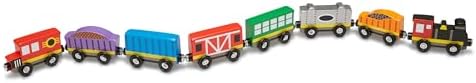 Melissa & Doug Wooden Magnetic Train Cars - 8 Piece Educational and Skill-Building Wooden Toy for Boys and Girls Magnetic Train, For Toddlers And Kids Ages 3+