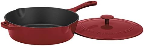 Cuisinart Chef's Classic Enameled Cast Iron 12-Inch Chicken Fryer with Cover, Cardinal Red