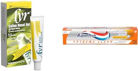AYR Saline Nasal Gel Tube & Aquafresh Whitening Toothpaste Cavity Protection Bundle