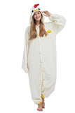 DELEY Unisex One Piece Animal Kids White Chicken Onesie, Animal Pajamas Halloween Cosplay Costume for Women and Mens Parent-Child Sleepwear