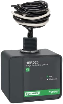 Square D by Schneider Electric HEPD25 Universal Whole House Surge Protection Device, 1-Phase, 3-Wire for 120/240V, 25kA, Black