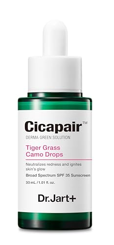 Dr.Jart+ Cicapair™ Tiger Grass Camo Drops Tinted Face Serum SPF 35 with Centella Asiatica | cc cream | Korean Skin Care, 1.01 Fl Oz