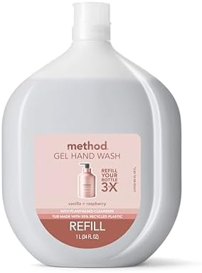Method Gel Hand Soap Refill, Vanilla + Raspberry, Biodegradable Formula, 34 Fl Oz (Pack of 1) (Packaging May Vary)