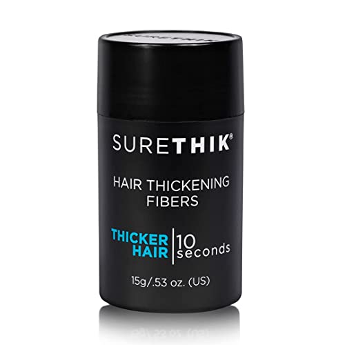 SURETHIK Hair Fibers, 15g (Black), Fills Thinning Hair for Visibly Fuller Look, Conceals Bald Spots, Natural Look, For Men & Women