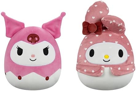 Squishmallows Original Sanrio 8in Kuromi + 8in My Melody – Official Jazwares Valentine Plush 2-Pack
