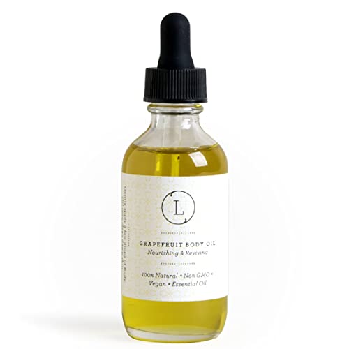 Lizush Grapefruit Body Oil - 2 oz Natural, Vegan, Non-GMO Moisturizing Bath Oil for Silky Skin with Premium Essential Oils