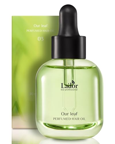 LA'DOR Hair Perfume Oil for Damaged Permed Hair - Anti Frizz Nourishing Fragrance Glassy Shiny Oil Serum Leave-In Conditioner Hold Curls & Waves Bouncy Hair No Alcohol 1 Fl Oz 04 Our Leaf LADOR Korean