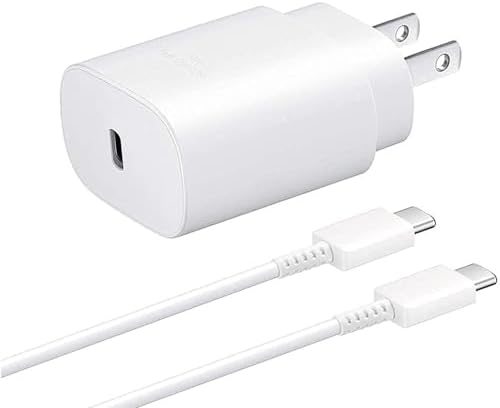 USB-C Super Fast Charging Wall Charger-25W PD Charger Adapter with Type-C Cable(5ft) for Galaxy S22/S22 Ultra/S22+/S21/S21+/S21 Ultra/S20/S20+/S20 Ultra/Note 20 Ultra（White）