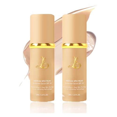 Foundation 4 in 1 - Color Changing Foundation, Medium Spectrum with SPF 50, Hypoallergenic Hydrating Liquid Foundation and Concealer, Long-lasting & Waterproof Natural Finish - 1.06 fl oz - 2 Pack