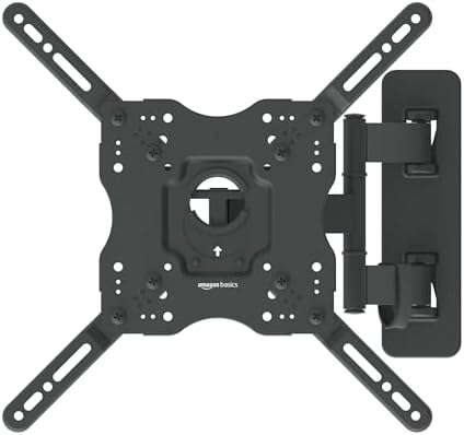 Amazon Basics Full Motion Articulating TV Wall Mount, with Swivel and Tilt, for 26" to 55" TVs and Flat Panels up to 80 Lbs, VESA Compatible, Black