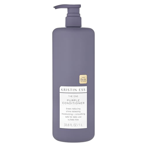 Kristin Ess Hair The One Purple Conditioner - Toning for Blonde Hair, Neutralizes Brass + Yellow Tones, Moisturizing Conditioner, Keratin Safe, 33.8 fl oz