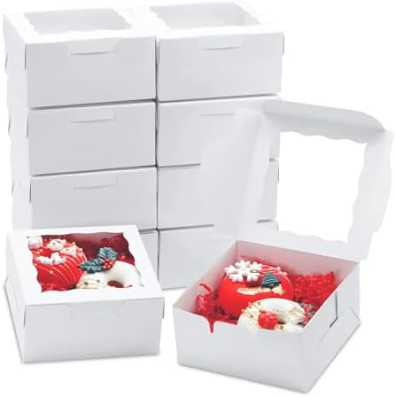20 Pack 5x5x2.5 Inch Bakery Boxes, Cookie Boxes with window Treat Boxes Chocolate Covered Strawberries Boxes for Macaroon Dessert Cupcake Pastry Muffins